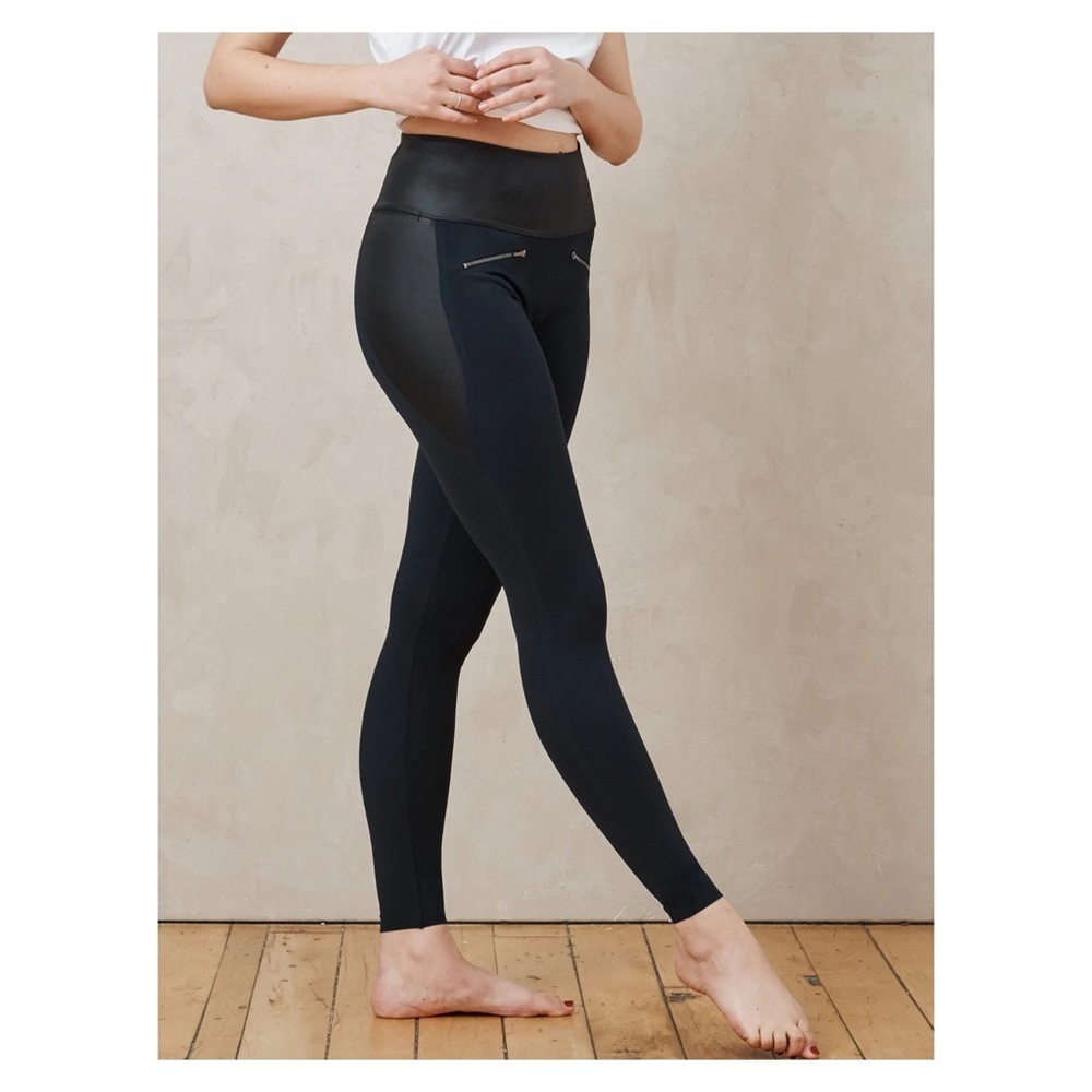 ADAY throw it higher faux leather leggings small